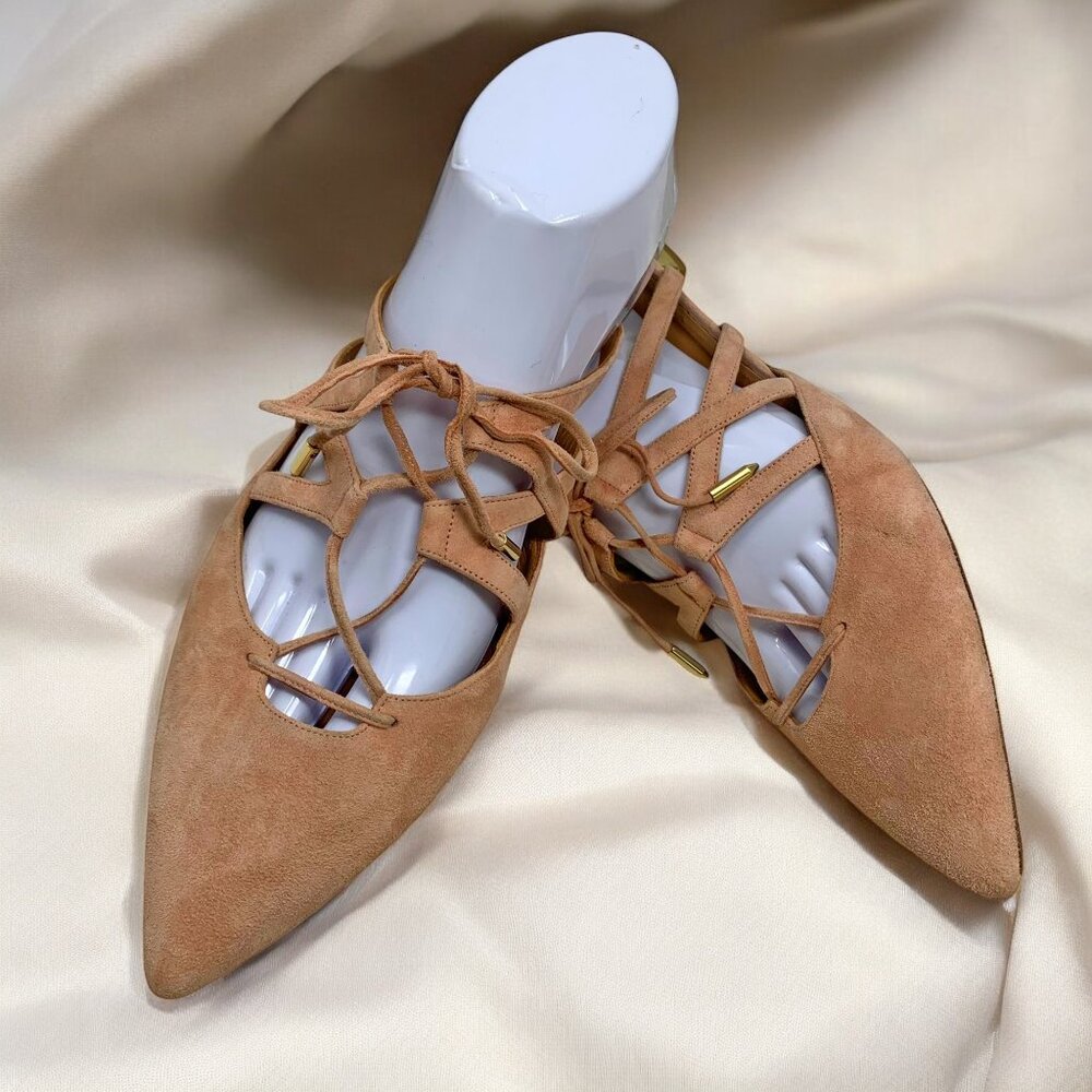 Aquazzura Firenze Belgravia‎ French Rose Suede Cagey Pointy Slides/Mules - Picture 13 of 13